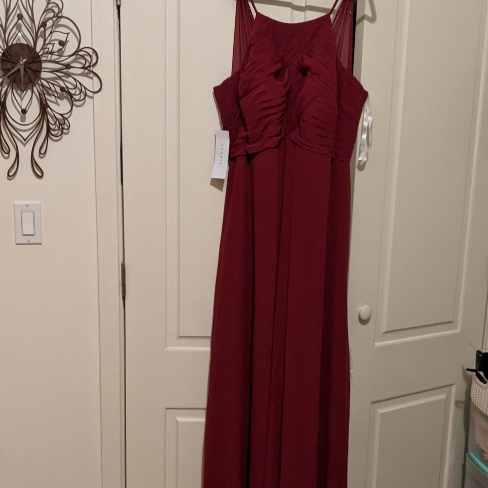Azazie Ginger Bridesmaid Evening Dress Burgundy 16
